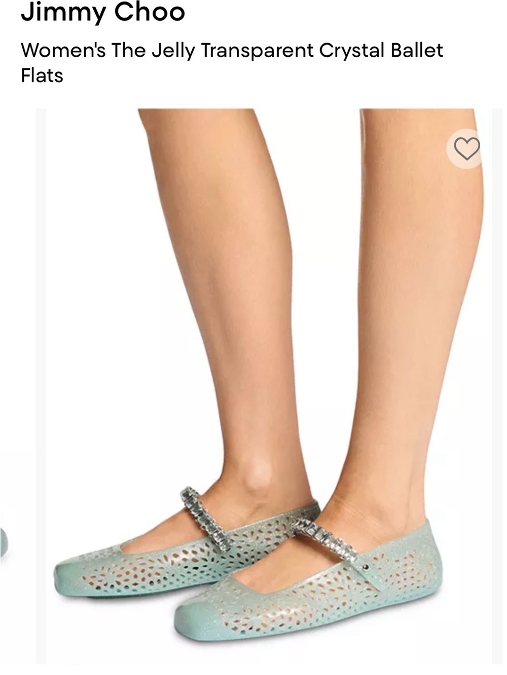 Jimmy Choo Mint Green Crystal-Strap Jelly Ballet Flats